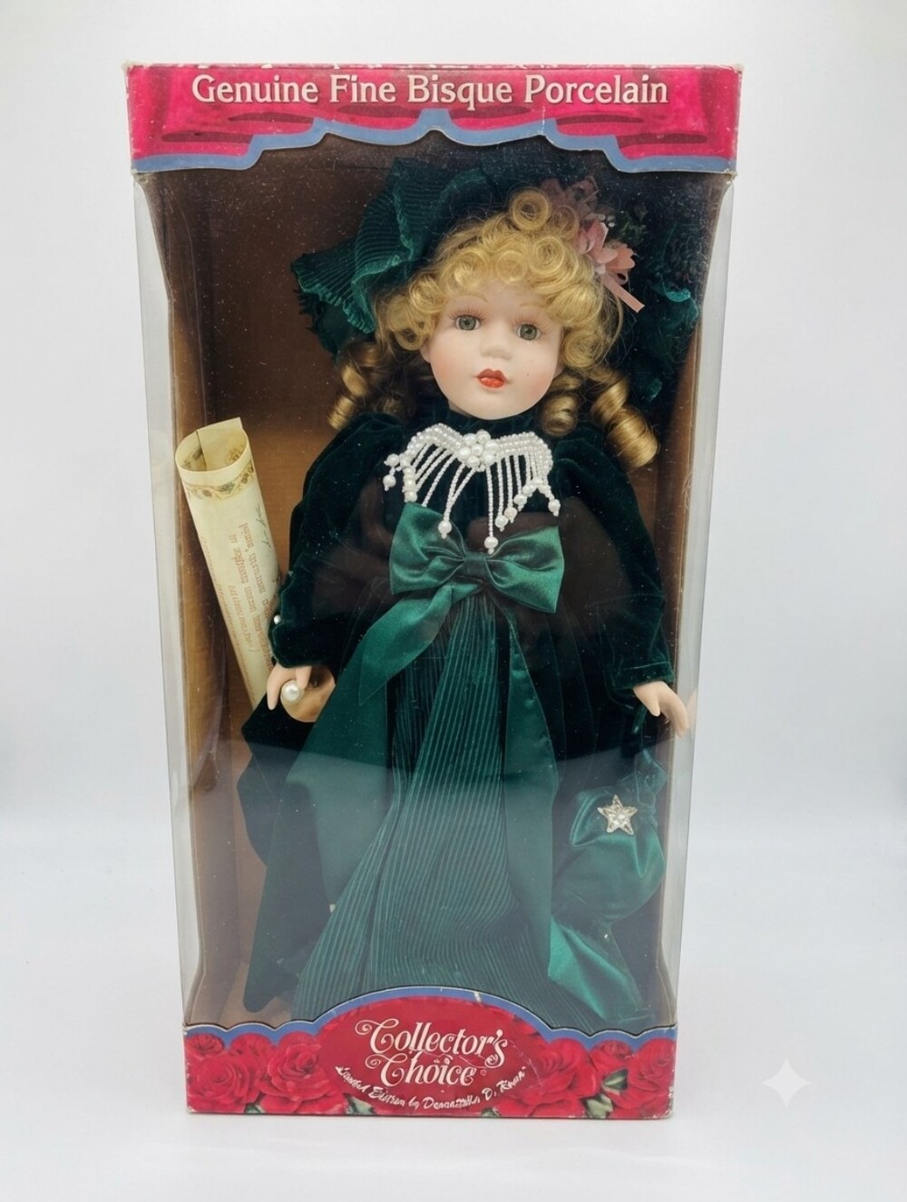 Vintage Collector's Choice Limited Edition Porcelain Doll - Green Velvet Dress